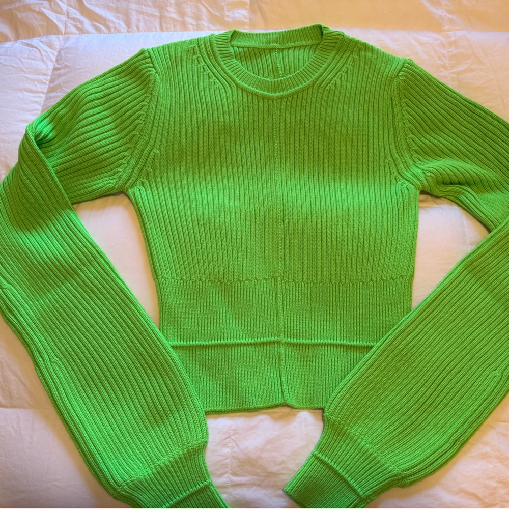 Marc Jacobs Neon Green Ribbed Crewneck Sweater